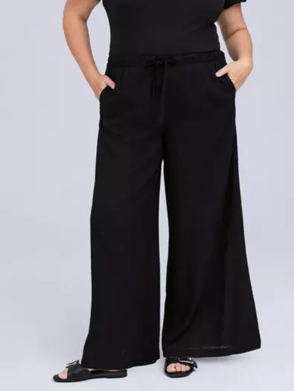 TORRID BELLE ISLE NWT 3X LINEN BLEND BLACK . HIGH RISE WIDE LEG PULL ON.